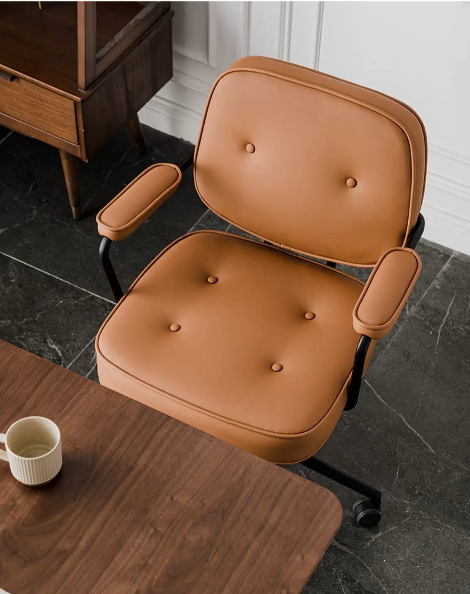 CAROCC Isolde Genuine Leather Light Luxury Computer Chair - Image 5