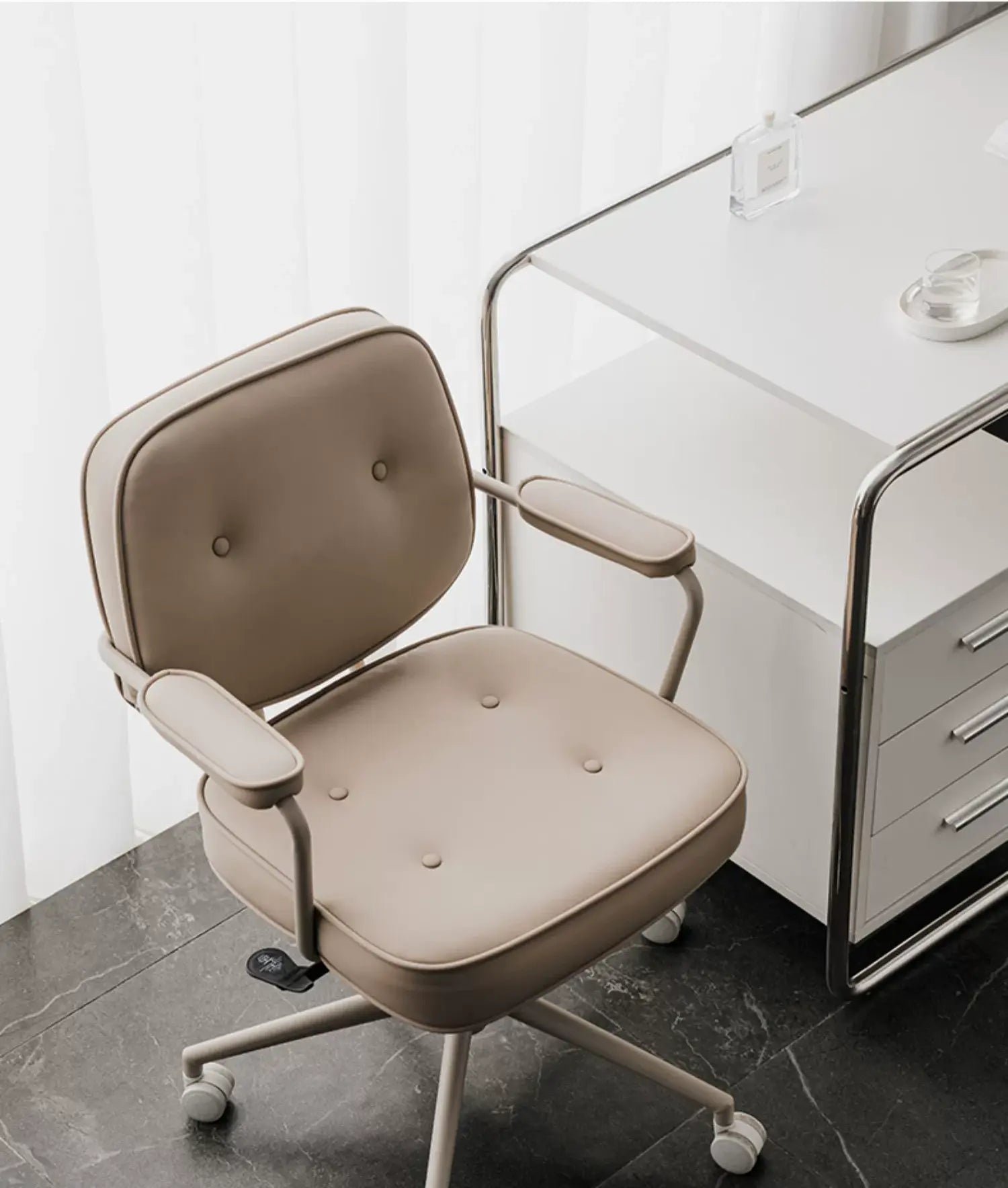 CAROCC Isolde Genuine Leather Light Luxury Computer Chair - Image 9