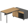Montoya 1.75m Right Return Natural Office Desk - Charcoal Base