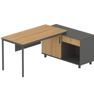 Montoya 1.75m Right Return Natural Office Desk - Charcoal Base