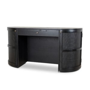 Verso 1.55m Rattan Home Office Desk - Full Black