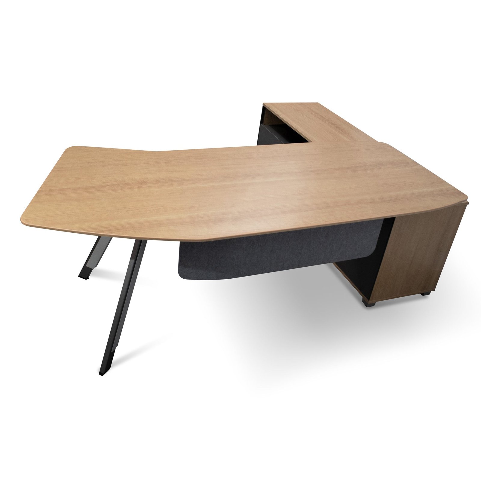 Hubert 2.2m Left Return Grey Office Desk - Natural Top - Image 2