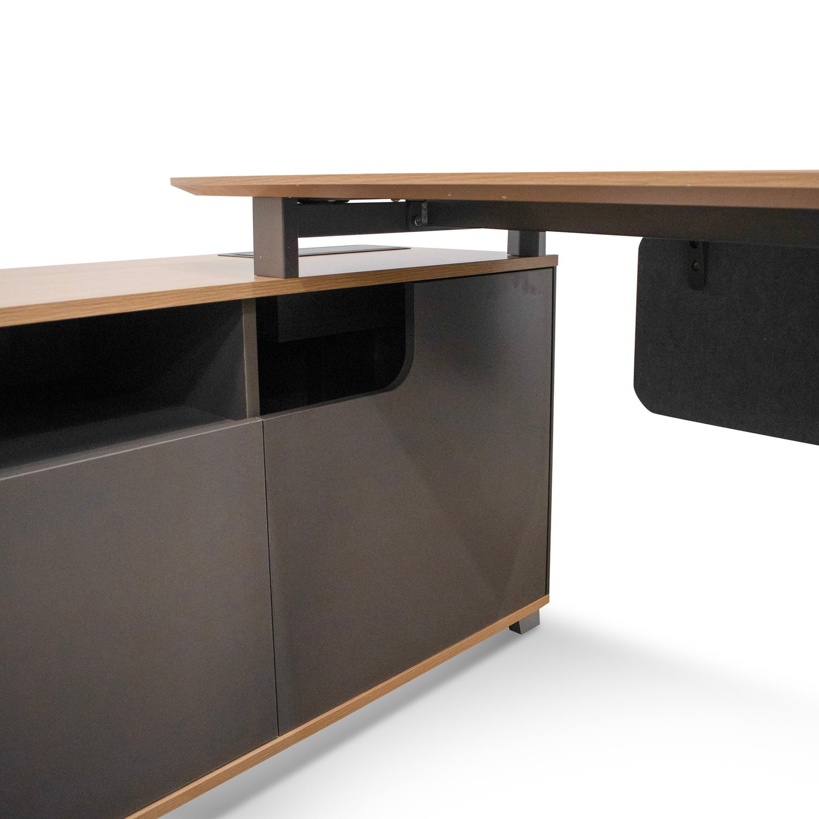 Hubert 2.2m Left Return Grey Office Desk - Natural Top - Image 3