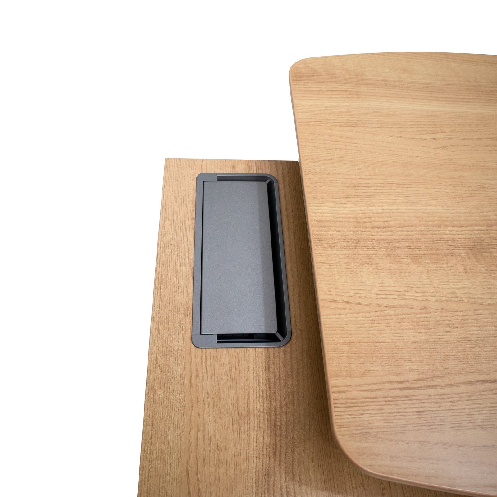 Hubert 2.2m Left Return Grey Office Desk - Natural Top - Image 5