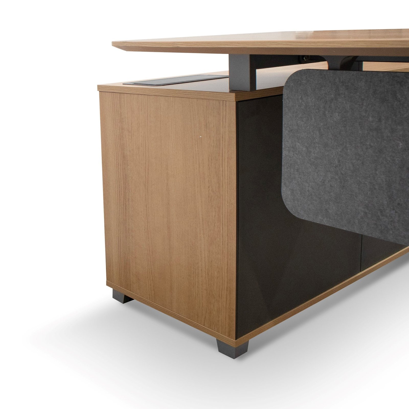 Hubert 2.2m Right Return Grey Office Desk - Natural Top - Image 3
