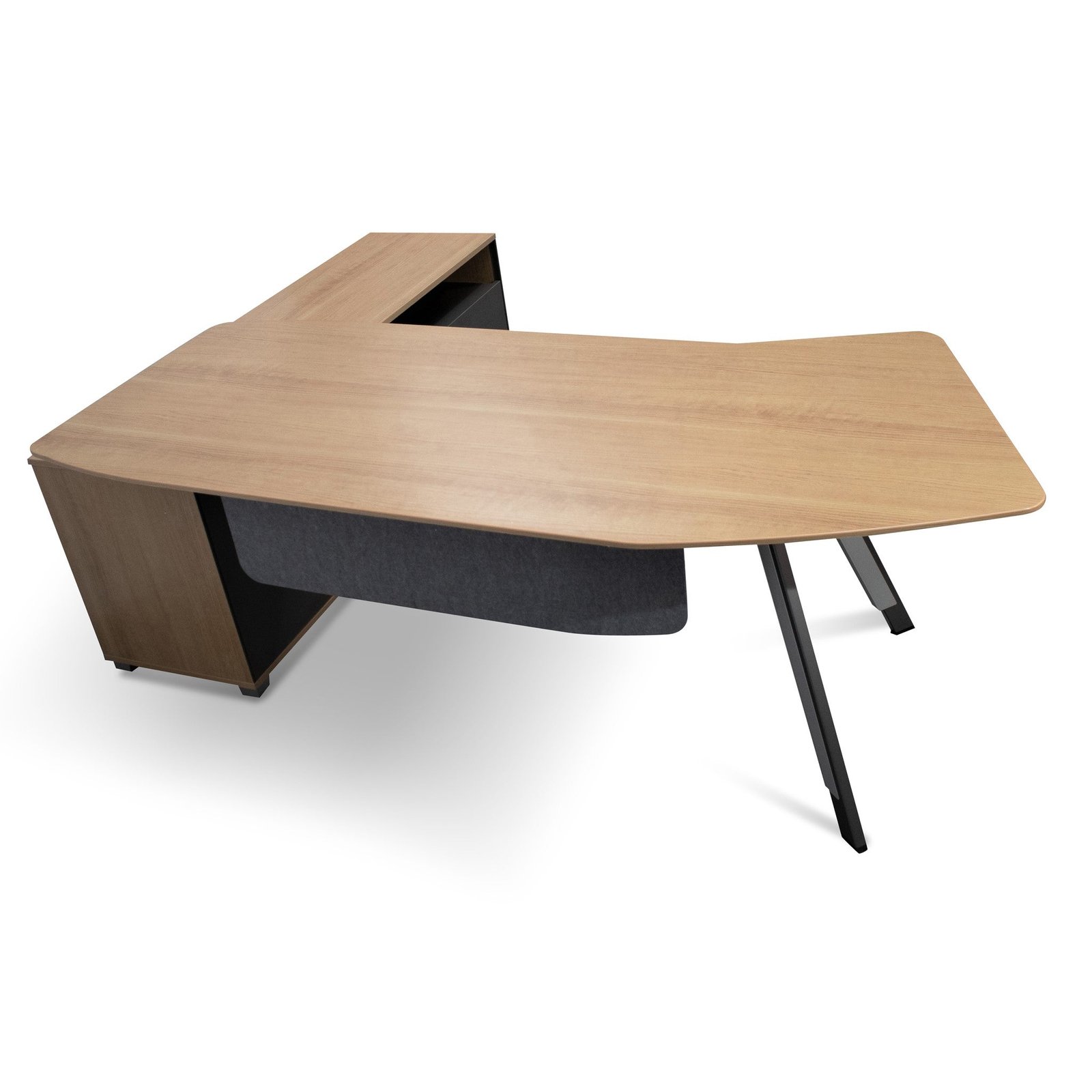 Hubert 2.2m Right Return Grey Office Desk - Natural Top - Image 2