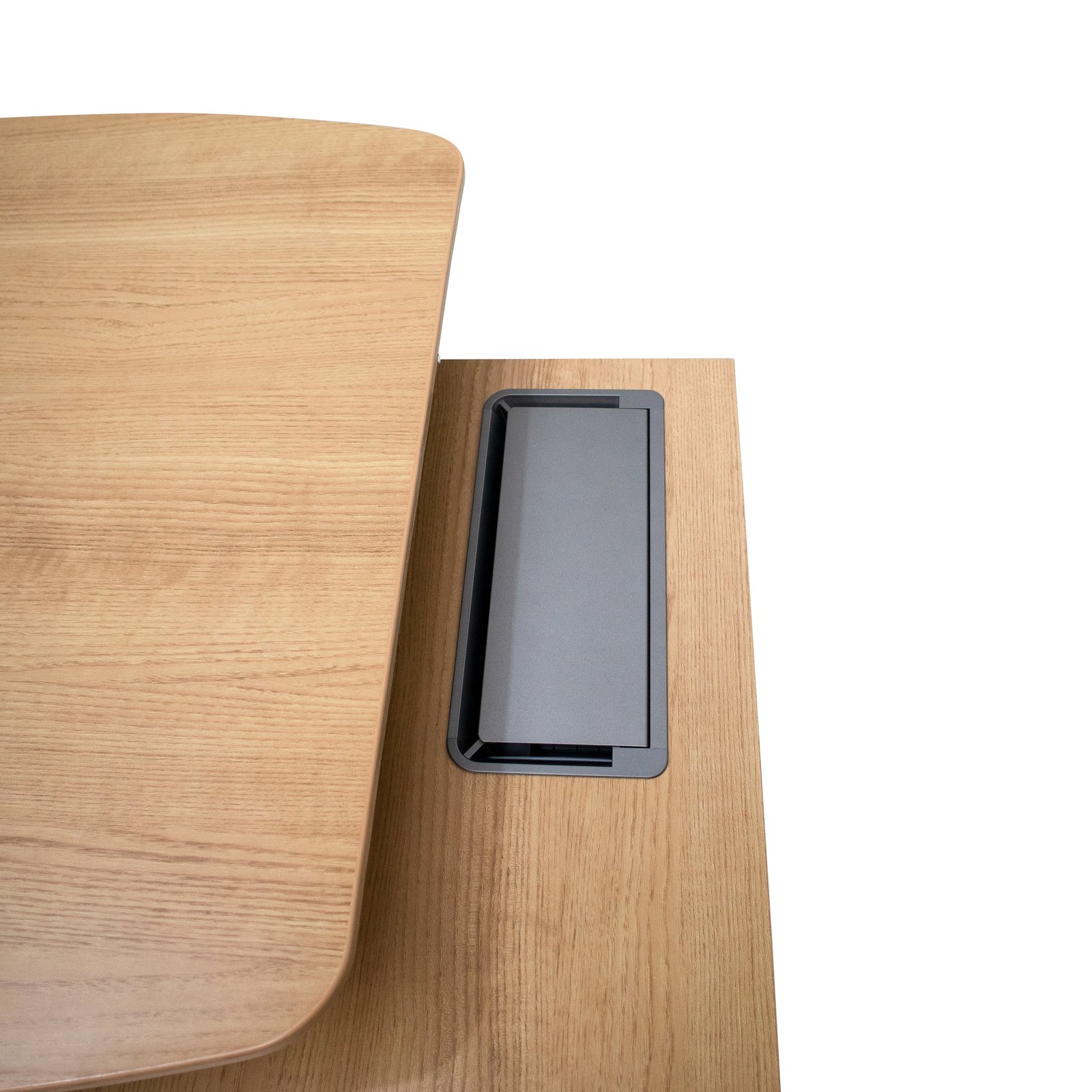 Hubert 2.2m Right Return Grey Office Desk - Natural Top - Image 7