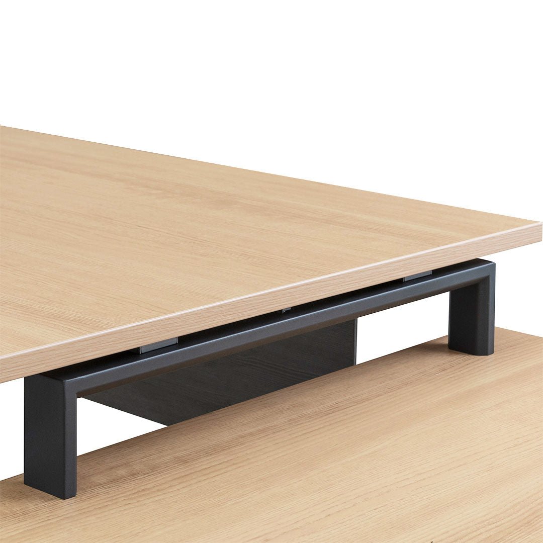 Cuevas 1.8m Right Return Office Desk - Black with Natural Top - Image 9