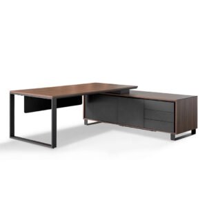 Janell 2.3m Right Return Office Desk - Walnut