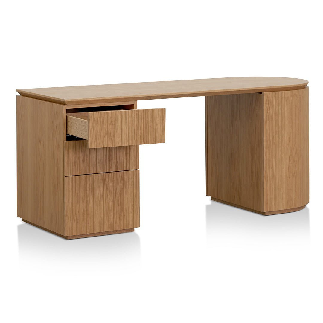 Albina 1.77m Left Drawer Office Desk - Natural Oak - Image 3