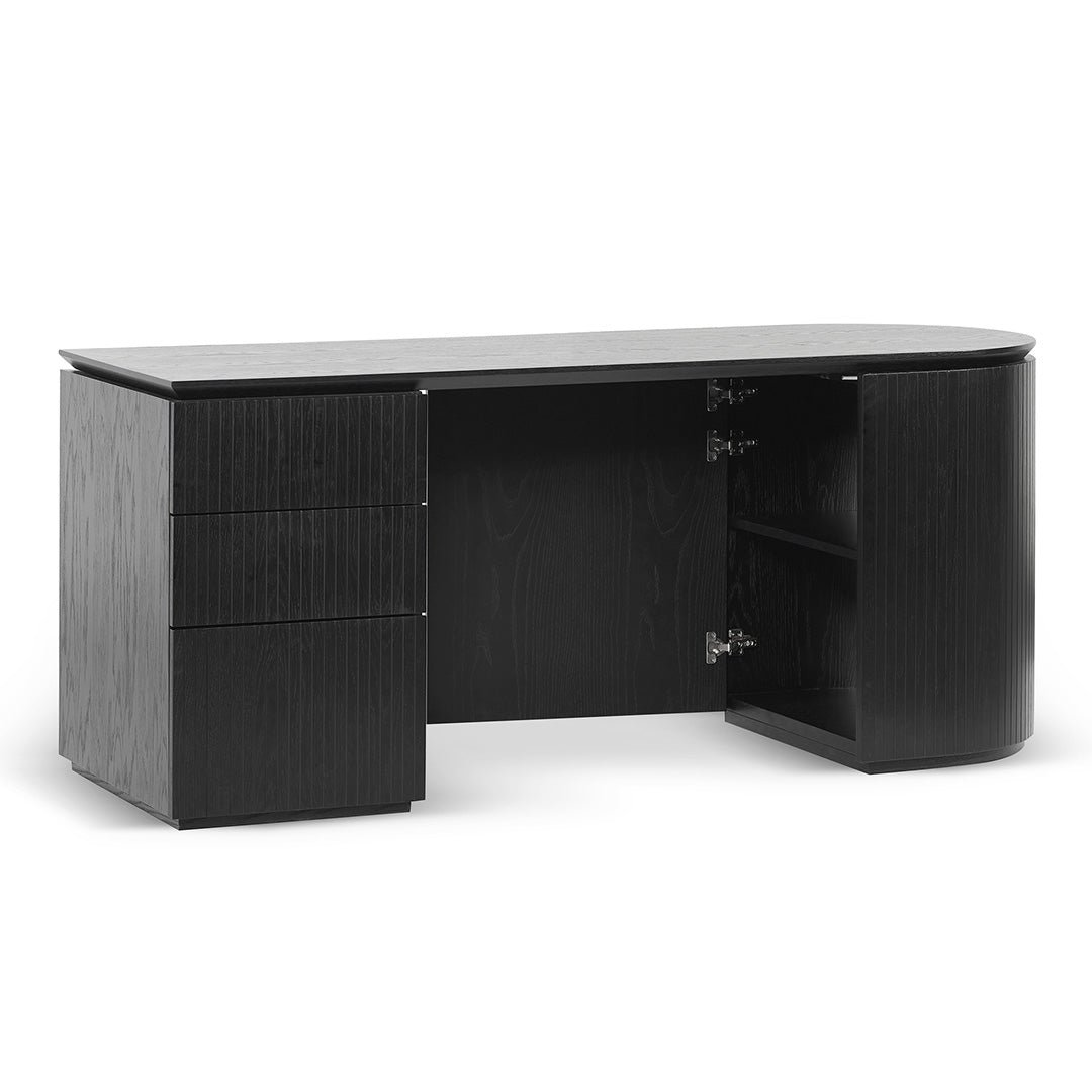 Albina 1.77m Left Drawer Office Desk - Black Oak - Image 9