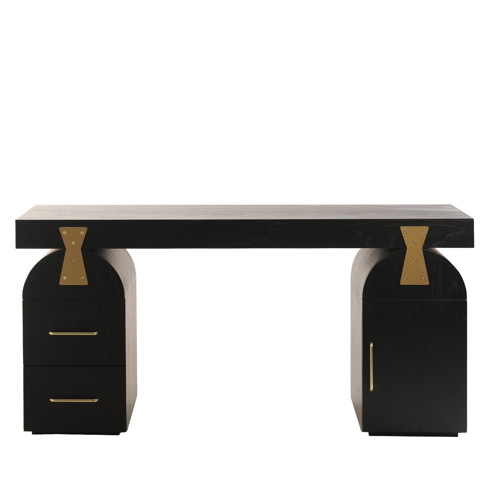 Junon 1.55m New Elm Home Office Desk - Full Black - Image 2