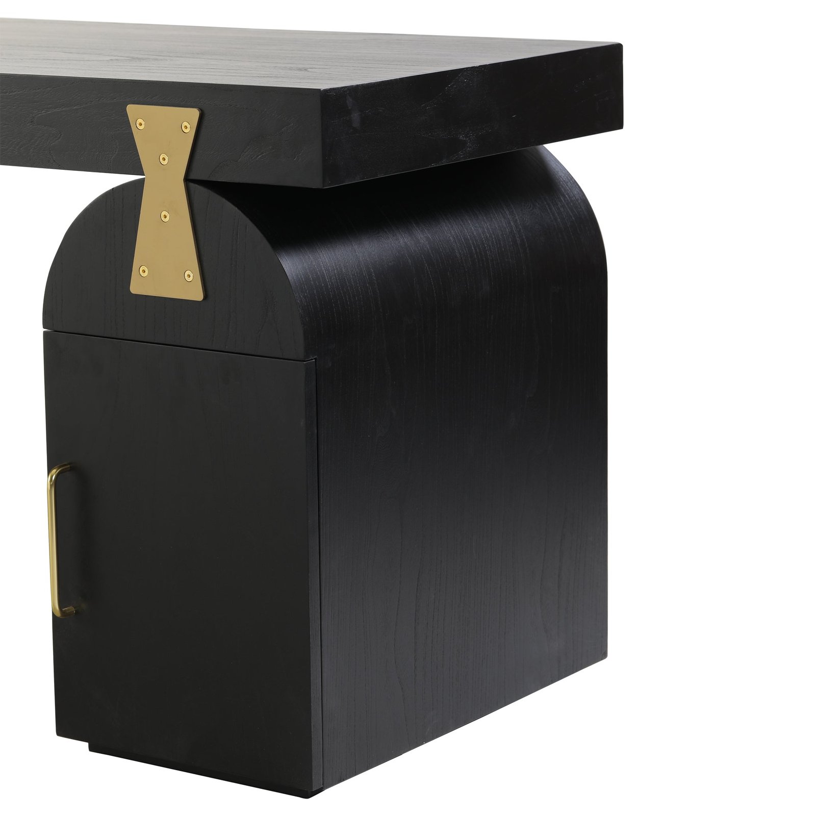 Junon 1.55m New Elm Home Office Desk - Full Black - Image 6