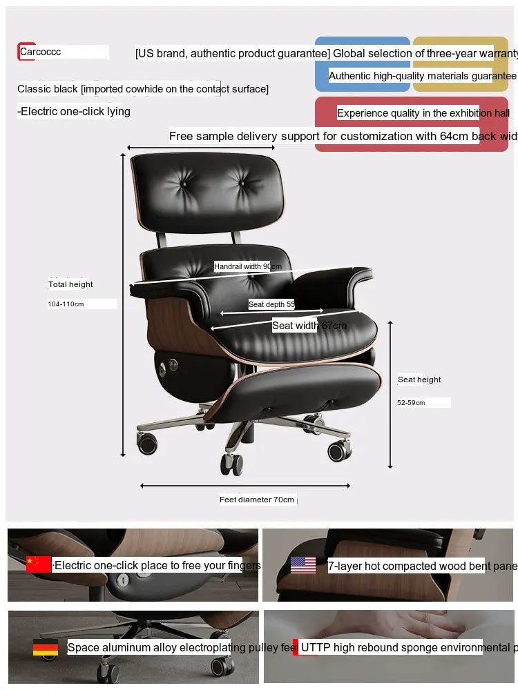 CAROCC Marcellus Ergonomic Leather Electric Boss Chair - Image 18