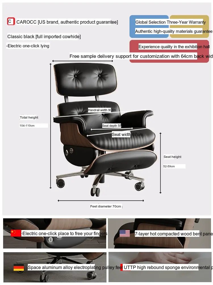 CAROCC Marcellus Ergonomic Leather Electric Boss Chair - Image 19