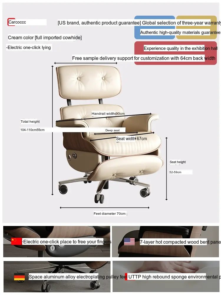 CAROCC Marcellus Ergonomic Leather Electric Boss Chair - Image 11