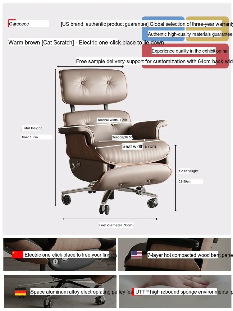 CAROCC Marcellus Ergonomic Leather Electric Boss Chair - Image 13