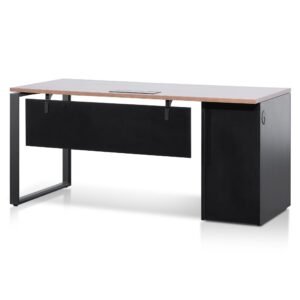 Halo 1.6m Single Seater Walnut Office Desk - Black Legs