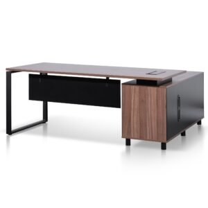 Halo 1.8m Executive Desk Left Return with Black Legs - Walnut