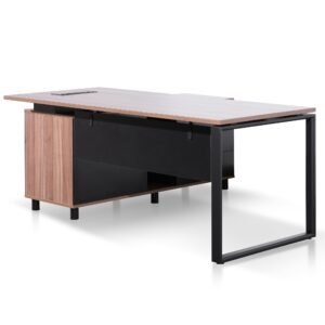 Halo 1.8m Executive Desk Right Return with Black Legs - Walnut
