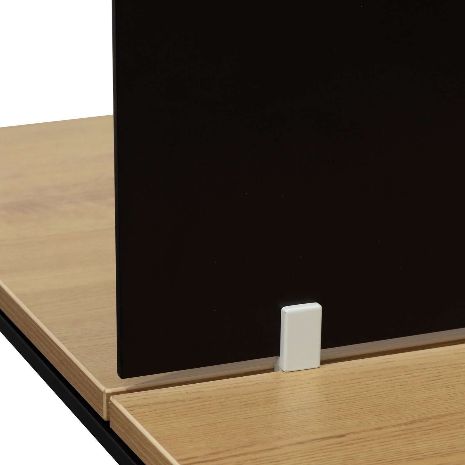 Halo 4 Seater Workstation with Black Screen - Natural Top - Black Base - Image 4