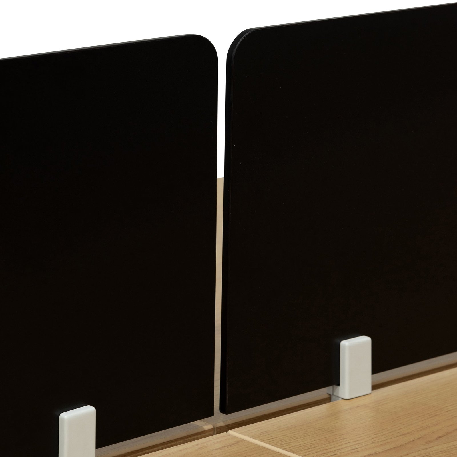 Halo 4 Seater Workstation with Black Screen - Natural Top - Black Base - Image 5