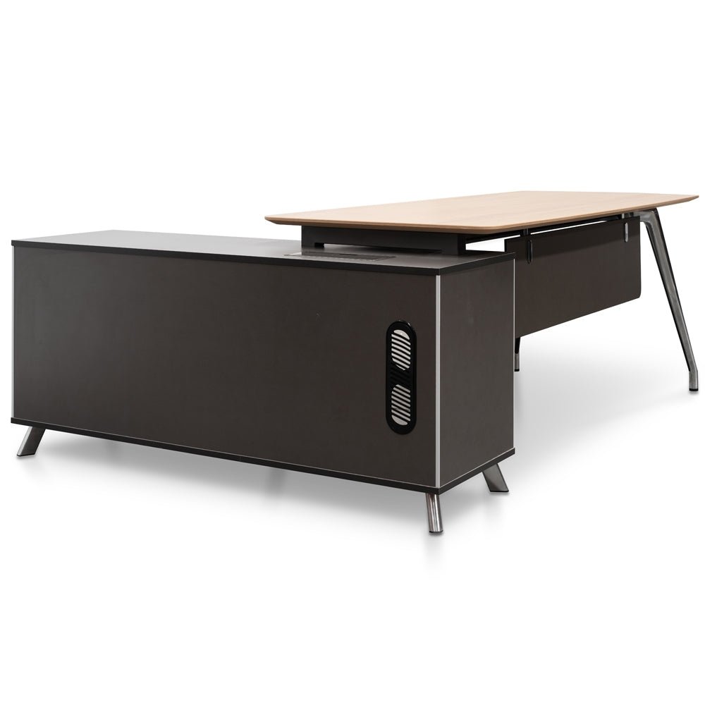 Hayes 2m Right Return Office Desk - Natural - Black - Image 9