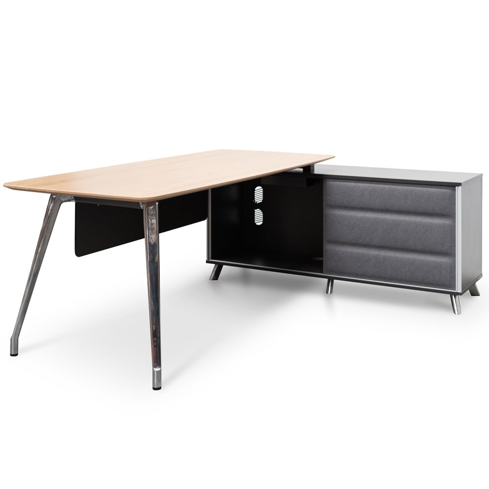 Hayes 2m Right Return Office Desk - Natural - Black