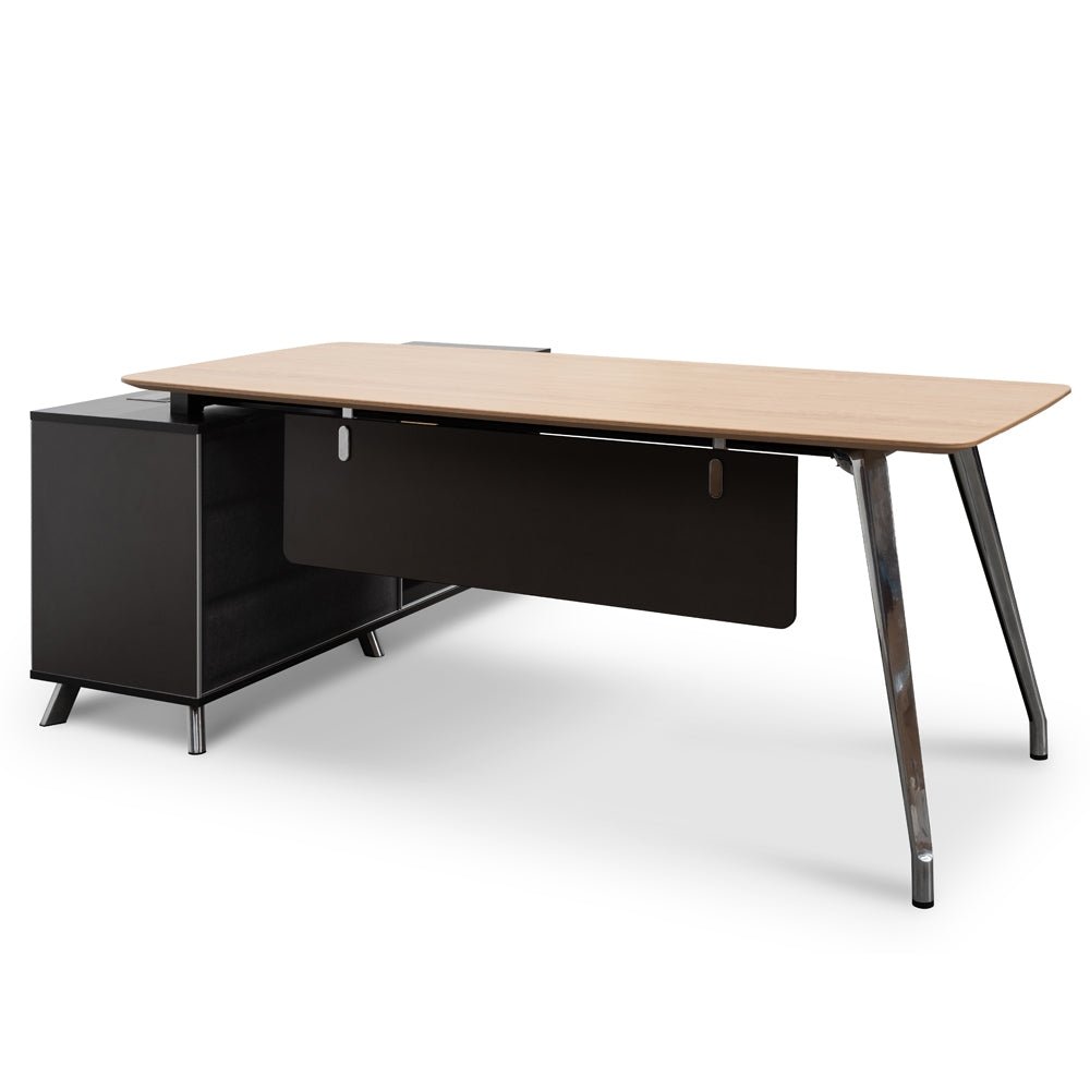 Hayes 2m Right Return Office Desk - Natural - Black - Image 5