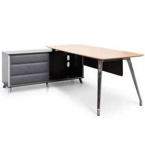 Hayes 2m Left  Return Office Desk - Natural - Black